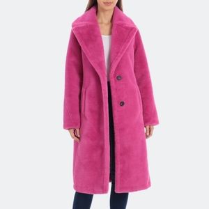 Avec Les Filles Notched Collar Bonded Faux Fur Coat-Women